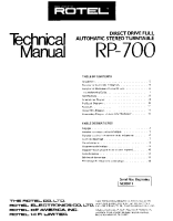 Rotel RP-700 - Technical manual 